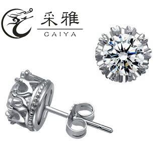  耳钉男女可戴 皇冠钻石八心八箭 925纯银耳钉 明星同款 韩版正品