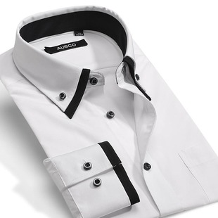  秋装新款 英伦修身休闲白色衬衫长袖衬衫韩版商务男装