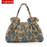 千姿百袋 2012时尚手工串珠帆布小花包女包1025