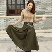 spireshow新款女装<span class=H>秋冬</span>款裙子休闲高仿呢料大摆裙<span class=H>A</span><span class=H>字</span>裙长裙半身裙