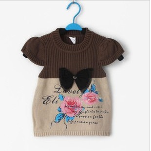 2012<em>秋装</em>热销新品<em>女宝宝</em>毛线<em>裙子</em>拼接2色宝宝