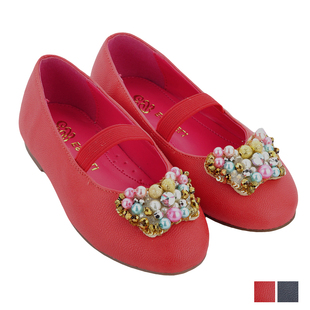  儿童鞋ESBEELI童鞋 女童春秋款皮鞋 PU串珠时尚高贵鞋子