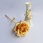 金玫瑰花 24k金箔玫瑰花配陶瓷花瓶送女友老婆女生情人节生日礼物