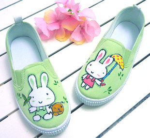 儿童鞋S263女童可爱小兔手绘鞋手工彩绘鞋22
