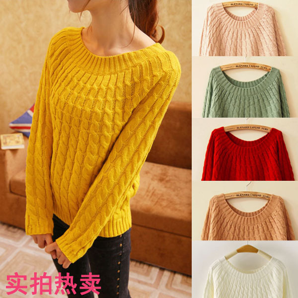 学院风甜美纯色圆领...