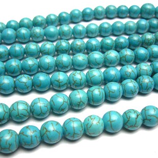  浩然水晶 冲四皇冠特价 6-10MM合成绿松石串珠散珠子批发厂家直销