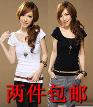 2012春装新款白色短袖t恤韩版女纯棉大码女装t恤圆领休闲淑女夏装