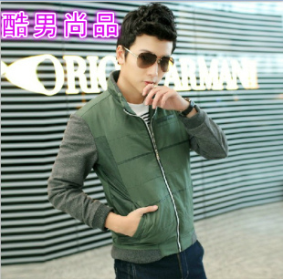 <em>春秋</em>新款男士拼接<em>外套</em>撞色<em>韩版潮型男</em>薄款时尚