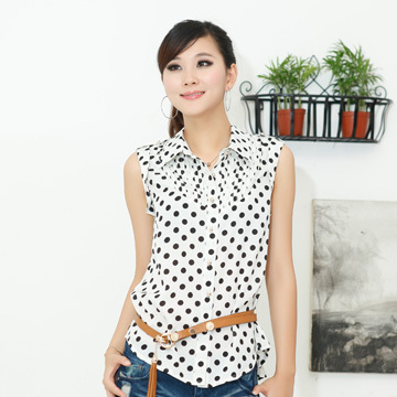 夏装新款女圆点翻领...