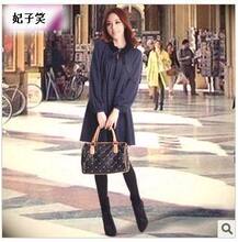 新款春装 2012新品大码女装胖妹妹兔毛领复古长袖针织羊绒连衣裙