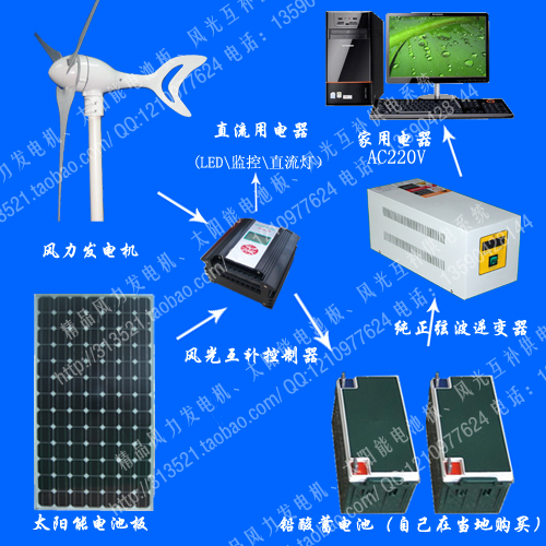 300w風光互補家用套裝 300w風機+200w太陽板+500w工頻逆變器在類目 五金/工具, 機電五金, 發電機, 風力發電機中 - 來自Buy2taobao.com提供專業的淘寶代購服務