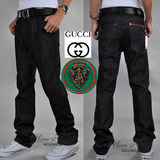 <span class=H>gucci</span>男外贸牛仔裤 新款时尚英伦风男长裤韩版修身直筒牛仔裤黑色