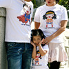 2024韩版一家三口家庭装夏装美女超人母子装母女装亲子装短袖T恤