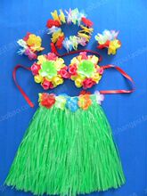 万圣节 夏威夷草裙 花环 儿童节 草裙舞服装 套装 派对用品 5件套