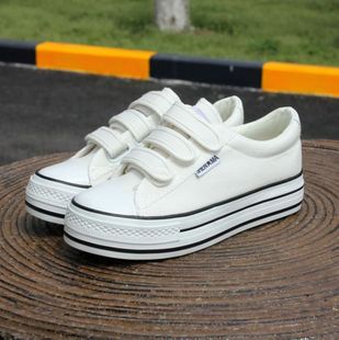  正品申马H11女士帆布鞋粘贴牛筋底休闲帆布鞋 韩版增高跟松糕鞋女