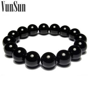  VunSun 天然水晶 极品黑玛瑙手链 舒压辟邪转运男女手链 职场必备