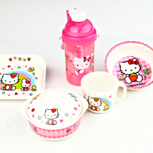 安全正品 HelloKitty 卡通 儿童餐具套装 宝宝餐盘/碗 带水壶六一