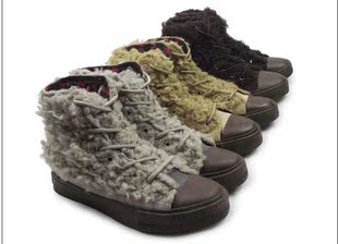 新款 时尚毛毛帆布鞋 保暖鞋 雪地靴冬天穿的帆