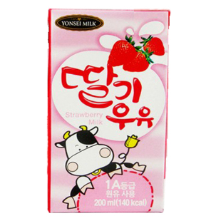  【天猫超市】韩国进口 延世大学 草莓牛奶190ml 果泥牛奶