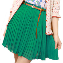 2012新款<span class=H>外贸</span>原单vivi复古高腰松紧雪纺百褶裙半身裙英伦学院风