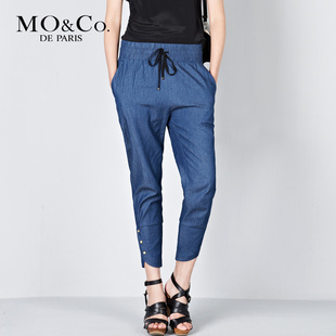 MO&Co. 摩安珂 春夏女装 M112JEN14休闲风水洗小脚牛仔裤moco