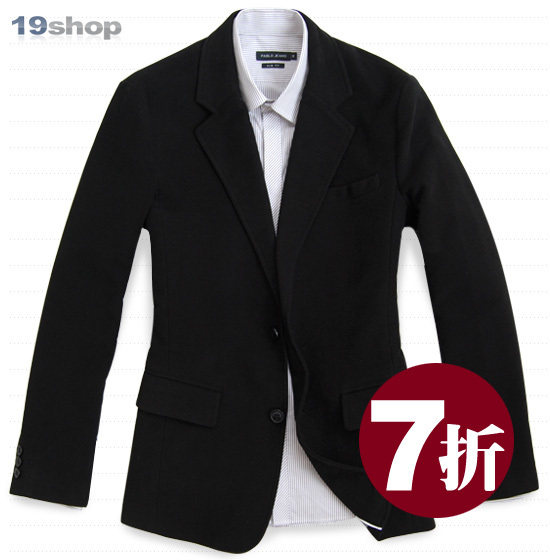 【19shop 7折特惠】英伦经典双扣棉绒修身休闲西装 货号219