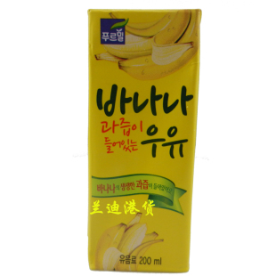  解暑饮品！韩国进口 香蕉牛奶 乐天富乐美香蕉果泥乳饮料 200ml