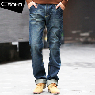  Csoho 春秋新款怀旧经典英伦时尚男式水洗牛仔裤男式装8818
