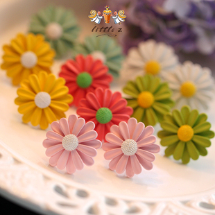  小Z外贸饰品★小清新 甜美 雏菊 糖果色 可爱风 耳钉