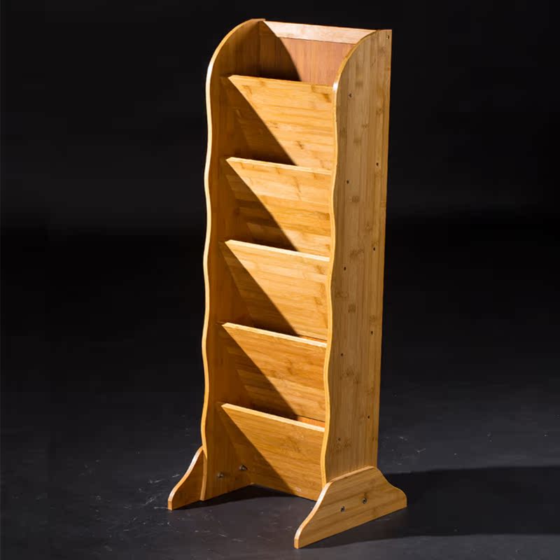 青竹轩创意书报架 简易报架 实木 落地书架 楠竹书报架楠竹书架