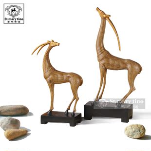  圣玛帝诺欧式工艺品新房装饰饰品生财有鹿招财风水客厅家居摆件