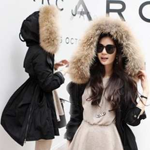 2012春装新款韩国代购修身收腰骆子毛领连帽