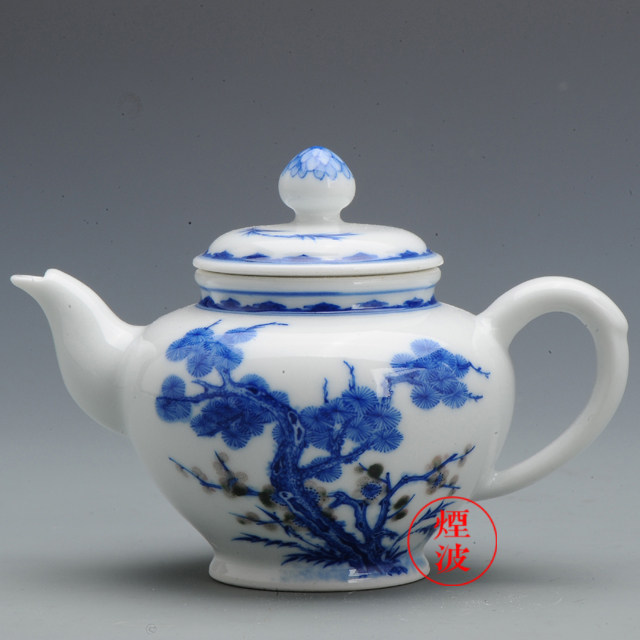 景德镇小雅 手绘青花瓷器 小雅珍玩款 松竹梅 茶壶 茶具