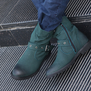  复古马丁靴军靴男靴子春季时尚靴男士高帮长筒靴韩版潮流双层皮靴