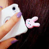 [5132] Korean cellphone anti dust plug powder rabbit silicone iphone4 anti dust plug headsets plug