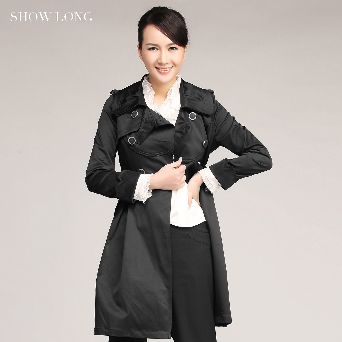 SHOWLONG 舒朗 时尚气质双排扣风衣 S2101H15 原价1600
