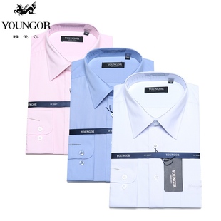 正品 新款雅戈尔衬衫/VP全棉免烫衬衫/男士商务长袖纯色衬衫