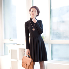 飞搜宝贝强力推荐2012春装新款韩版女装<span class=H>新品</span>打底裙淑女高领长袖修身连衣裙子