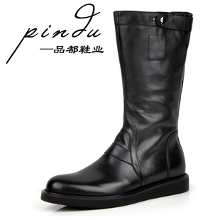  英伦男靴子中筒马靴 潮流休闲机车靴 牛皮军靴大头靴牛仔靴户外靴