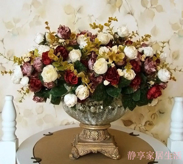 特价　21头油画钻石玫　欧式/外贸仿真花/假花/娟花