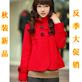 2011新款冬装  韩版双排扣毛呢外套 修身风衣女装大衣