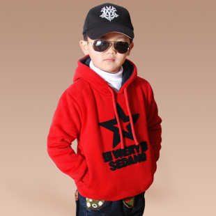  加绒加厚男童卫衣 冬季韩版儿童套头绒衫 五角星 新款