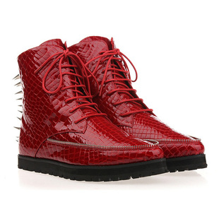  亚历山大王潮流 男靴子 时尚靴 马丁靴 牛皮短靴 英伦 男士铆钉靴