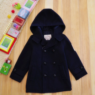  冬款外贸童装 儿童呢大衣 男童夹棉加厚双排扣呢大衣风衣外套