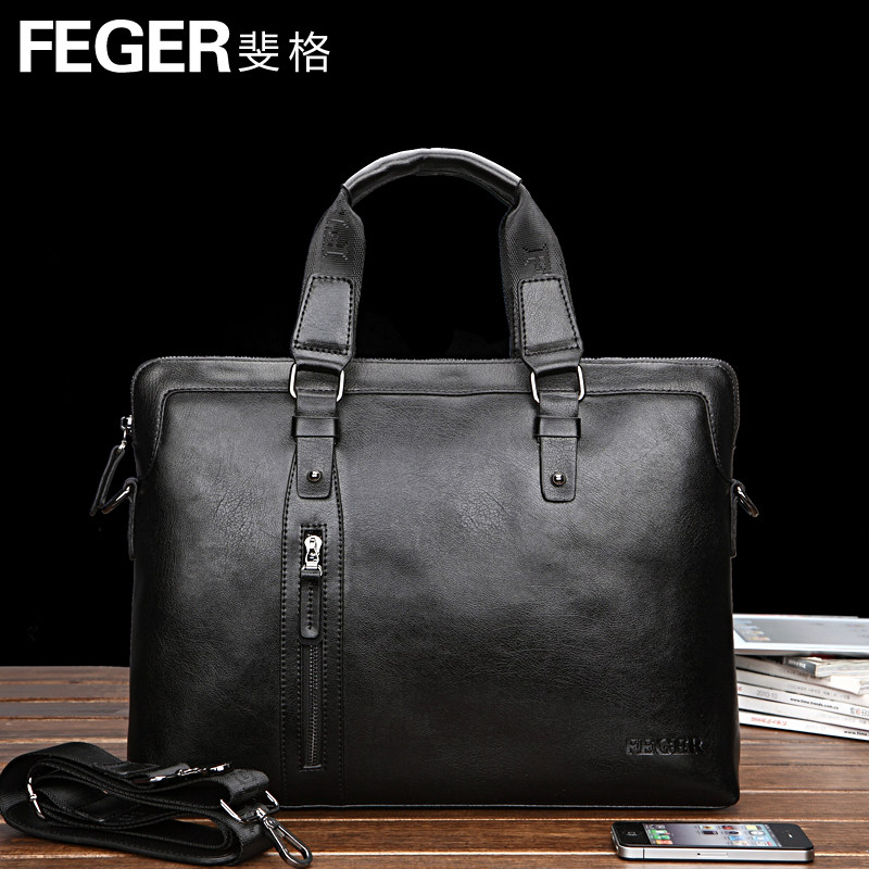 Feger/斐格 新款 商务OL <span class=H>男士</span> 真皮 <span class=H>手提</span><span class=H>包</span> 斜跨<span class=H>包</span> 时尚 正品