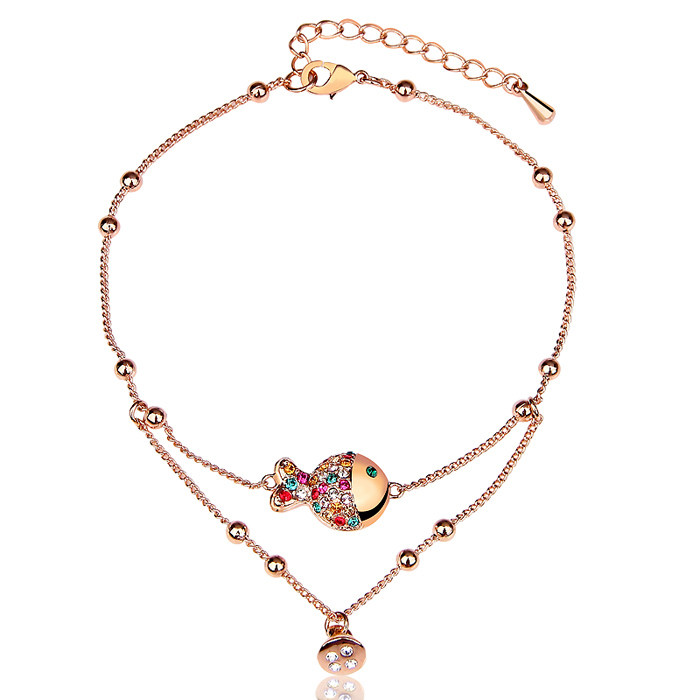 Kaluomei female Korean fashion anklets clownfish Crystal rose gold color gold foot rope couples jewelry gift