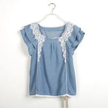 M'ONLY正品非代购2012卓多姿five新款hm女式牛仔plus夏装es棉衬衫