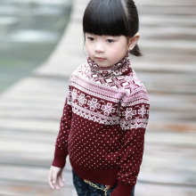 童宜美 2012春季新品 女童装 亲子 柔软 雪花 高领羊绒衫打底毛衣