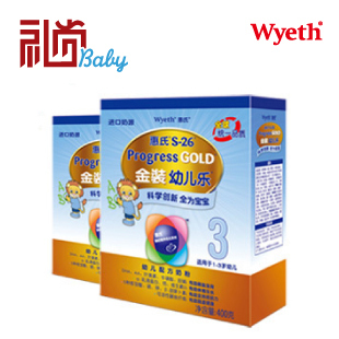  惠氏3段1-3岁奶粉金装幼儿乐800g（400g*2盒）送200克 多买多送