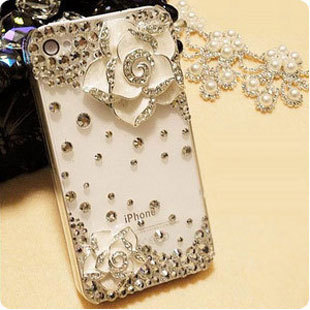  iphone4s 5 手机壳 山茶花外壳 水钻 DIY钻壳 苹果4 保护套